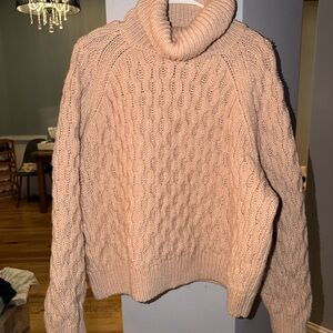 H&M Tan Cable Knit Turtleneck Sweater